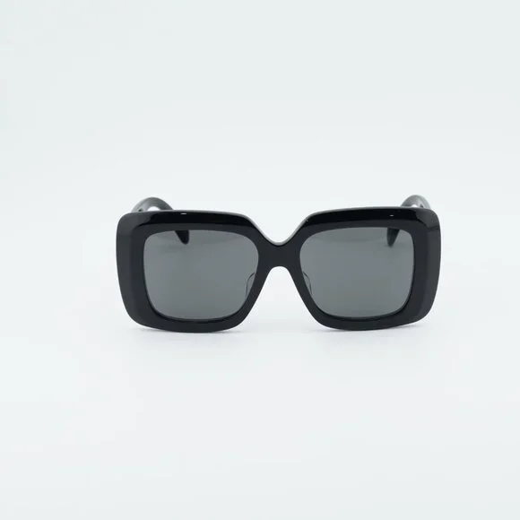 Celine CL40263F 01A Sunglasses Black Square Frame, Smoke Lenses
